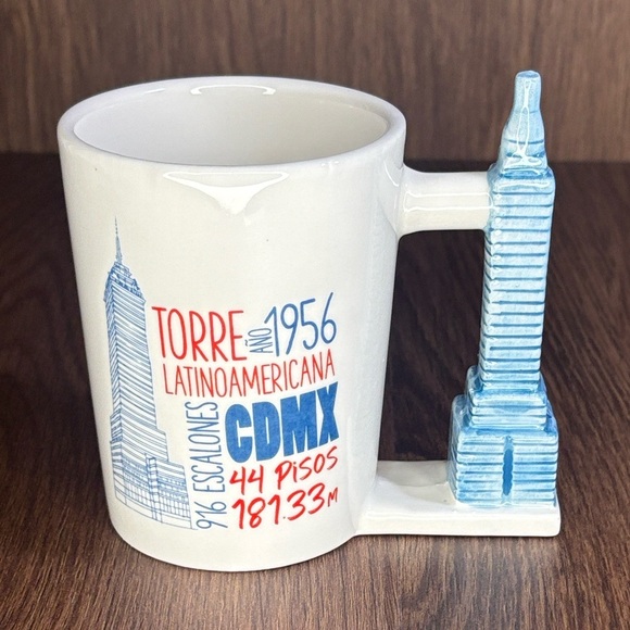🔥🔥🔥White and Blue Ceramic Mug with Architectural Handle🔥🔥🔥 - Picture 1 of 7